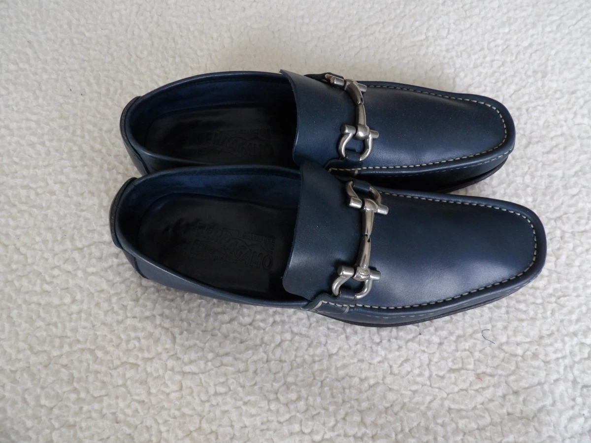 Salvatore Ferragamo Men\'s Navy Loafers 9.5 EE Loafer with Gancini detail - Men | Ferragamo main image 4