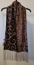 Banjara Embroidered Scarf Brown With Fringe New