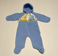 Vintage Care Bears JCPenney ToddleTime 0-9 Mth Blue Hooded Zip Footed Fold Over