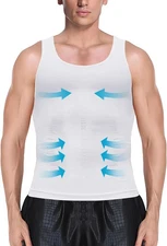 1/2/3 Pack Shaper Slimming Tank Top Athletic Compression Shirt X-Large, White