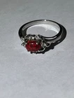 Vintage Red Garnet Ring 925 Sterling Silver Size 10. Christmas, Birthday Jewlery