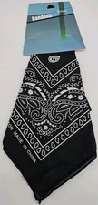 Select Company 20x20 Black Bandana Western Paisley 100% Cotton