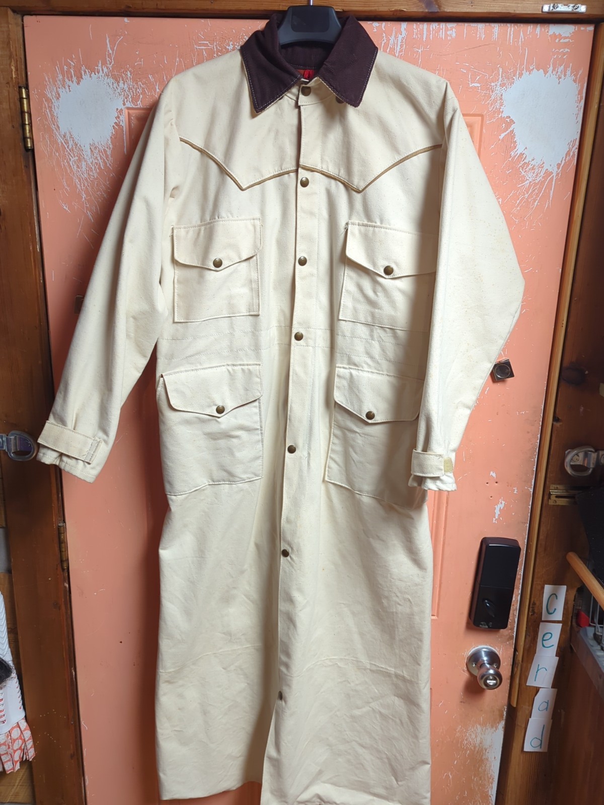 Vintage Cabela's stockman duster long coat zip button USA MADE Men's Medium's