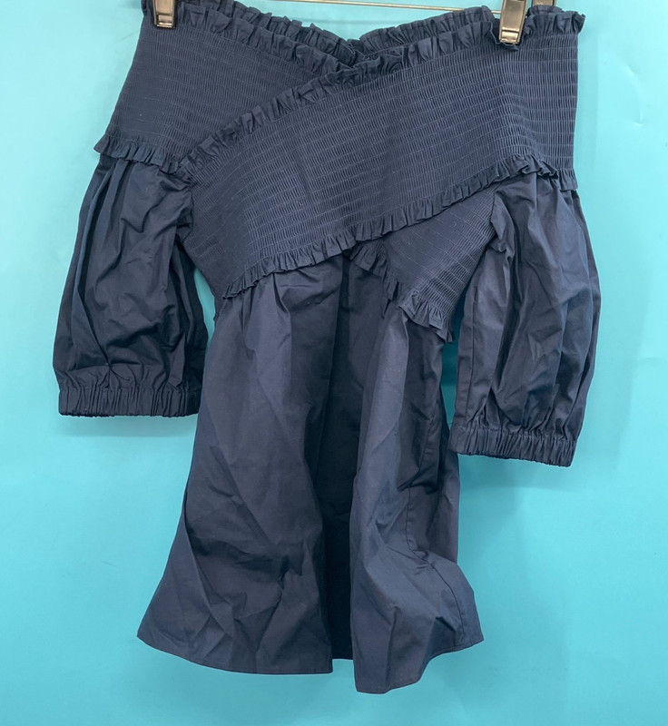 White House Black Market (NWT) 'Officer Blue' OTS Smocked Poplin Top - Size M