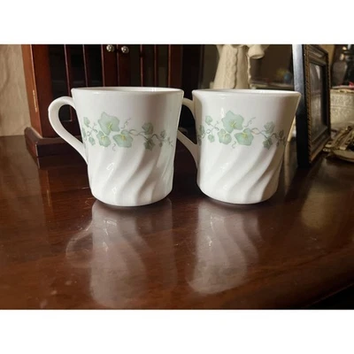 Corning Ware USA Set of 2 Swirl Mugs Callway Ivy Vine Design Microwave Safe - image 1 of 3