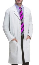 Professional Lab Coat for Men Women Long Sleeve, White, Unisex L