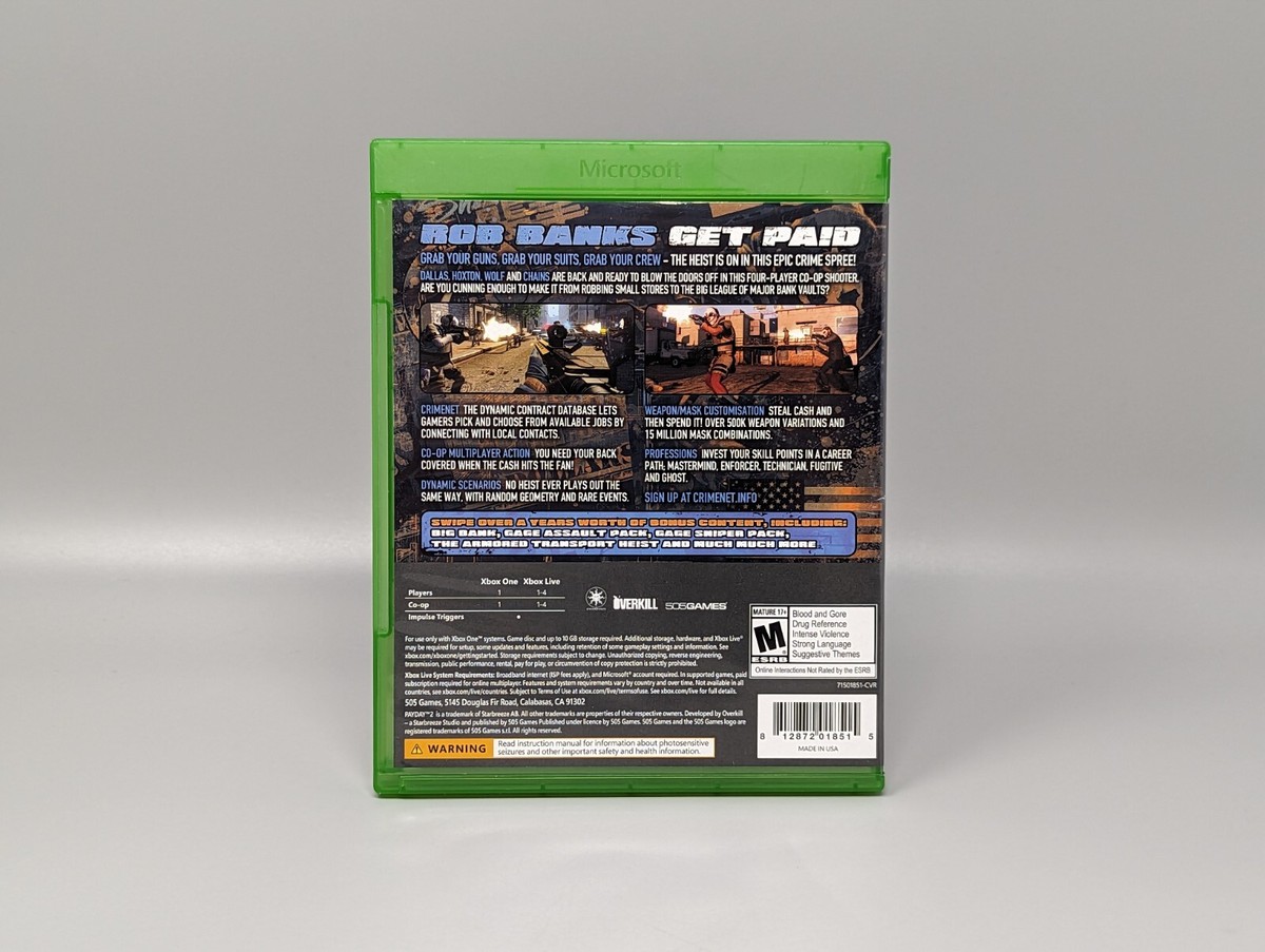 Payday 2 Crime Wave Edition Microsoft Xbox One Replacement