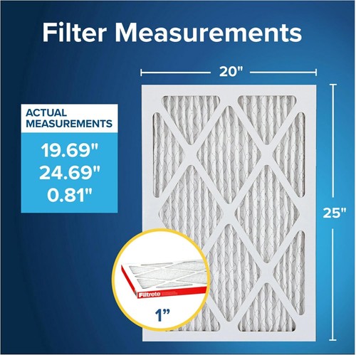 AC Furnace Air Filter, 3-Month Pleated Filter, 2 Pack 19.688 X 24.688 X 0.84 In - Picture 2 of 11