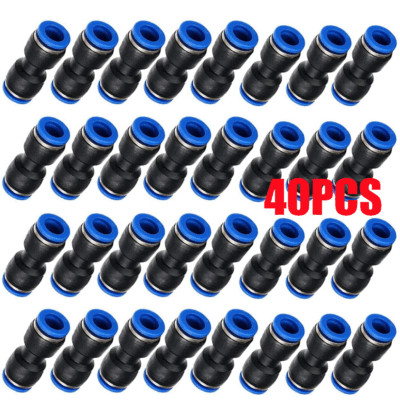 40Pcs 3/8''(10mm) OD Tube Pneumatic Straight Union Connector Connect Air Fitting