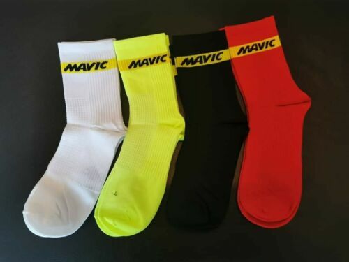 Lot De 2 Chaussettes De Cyclisme Mavic Green Road Racing – Noir Et Jaune, Logo, Homme