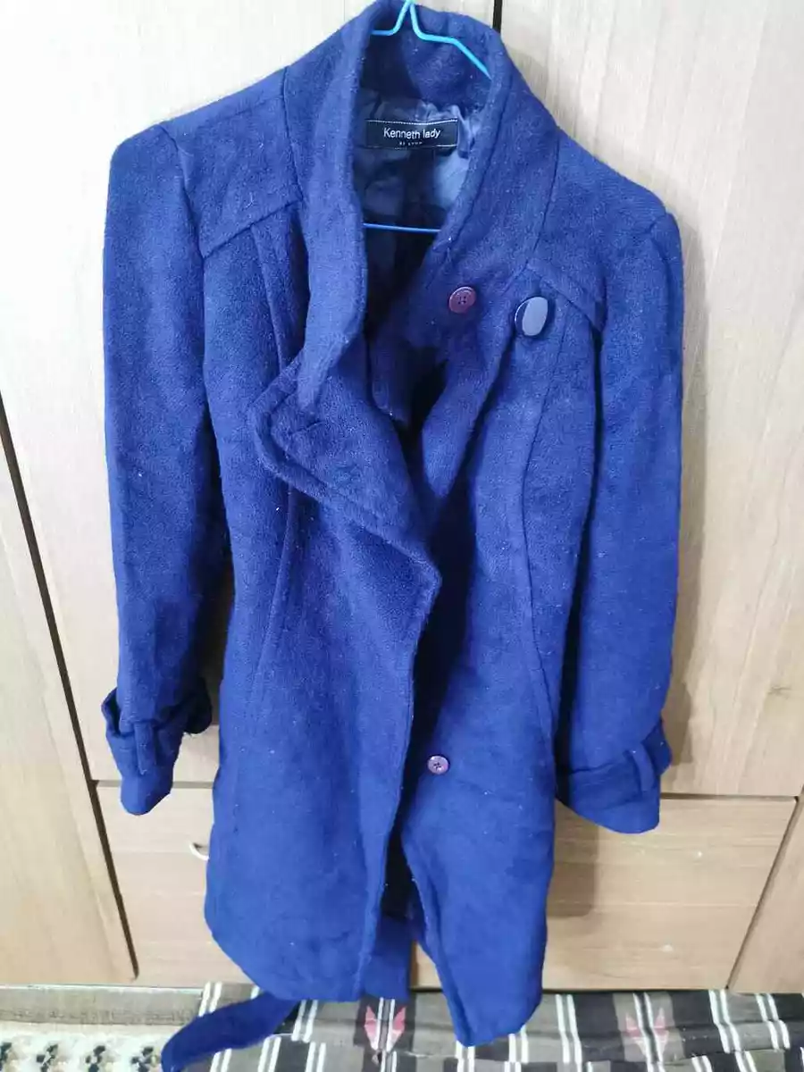 kenneth lady by lynn Ladies belted coat with pocket wool jacket fachion size M