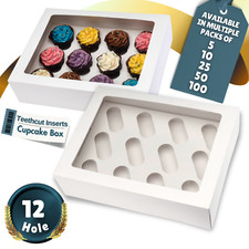 12 hole Cupcake boxes with Clear Window & Inserts in Pack of 5, 10, 25, 50, 100