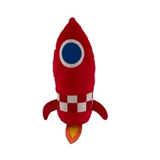 Plush Red Rocket Toy Kohls Cares 17" Soft Fabric Checkered Pattern Flame Decor b