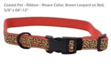 Coastal Brown Leopard On Red Adjustable Collar XS X-Small 8”-12” NWT