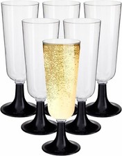 75 x Clear Plastic Recyclable Party Champagne Flutes Glasses - 140ml