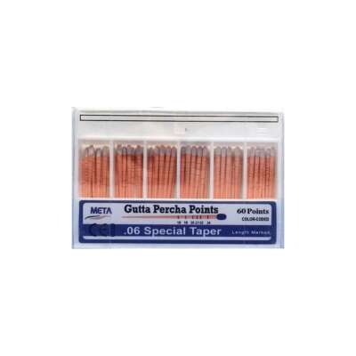 Meta Gutta Percha Points - #45, Taper 0.06, Color Coded, Spill-Proof Box