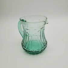 Vintage Green Glass Ribbed Pitcher
