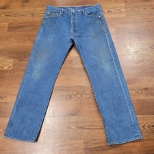 Levi's 501 Button Fly Jeans Men's 38x34 Medium Wash Straight Leg Western Cowboy