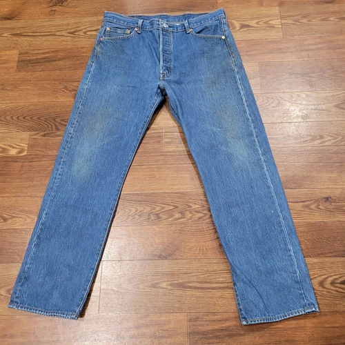 Levi's 501 Button Fly Jeans Men's 38x34 Medium Wash Straight Leg Western Cowboy