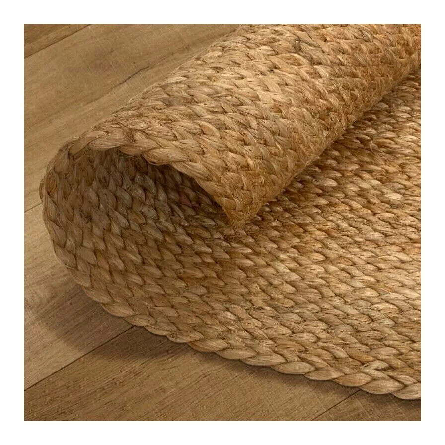 Rug Jute Reversible Carpet Natural Braided Round Jute Area Rug Hardwood
