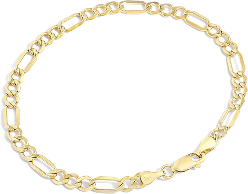 Gold Filled Chain Bracelet Collection - 14K Solid Yellow Gold Filled Figaro Chai - Picture 12 of 12