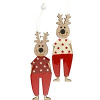 Rentiere Zum HäNgen Holzdeko Weihnachtsdeko Christbaumschmuck Advent H13Cm 8St