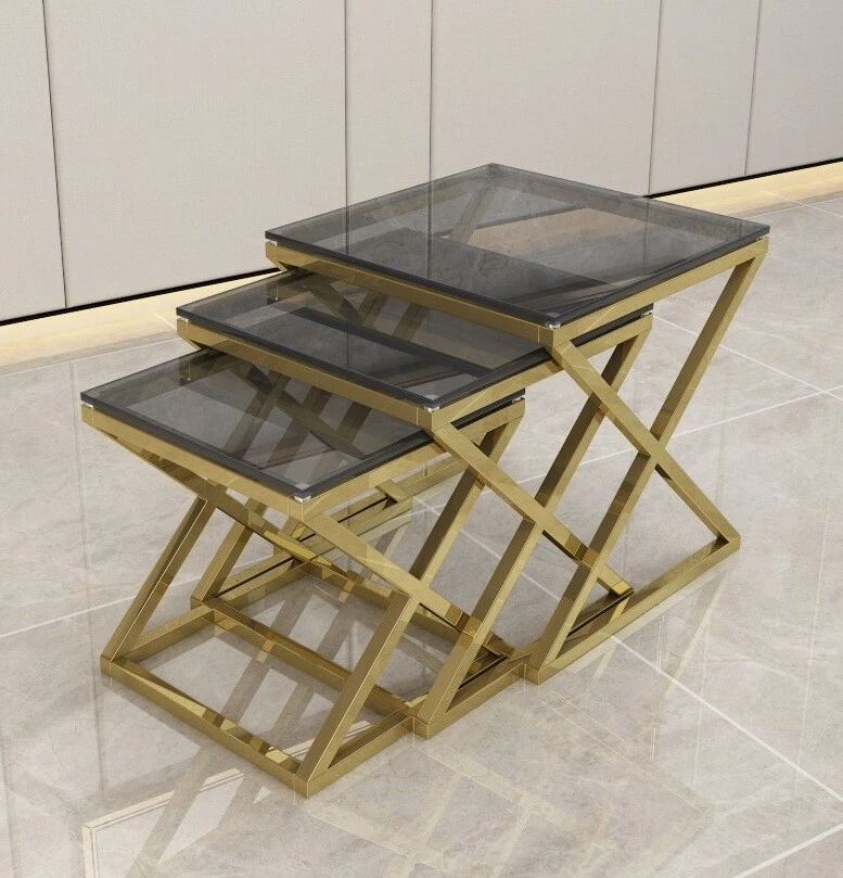 Smoked glass 2024 nest of tables