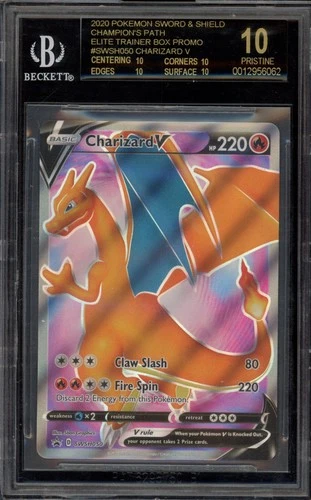 Pokemon Charizard V Champions Path ETB Full Art Promo SWSH050 BGS 10 BLACK LABEL
