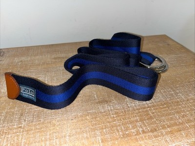 Mint Polo Ralph Lauren Ribbon Belt Striped Navy Blue 46  End To End Mint Golf