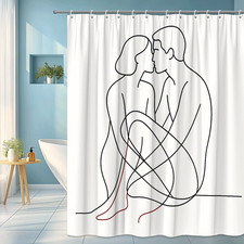 Minimalist Black Line Art Shower Curtain for Modern Bathroom Decor