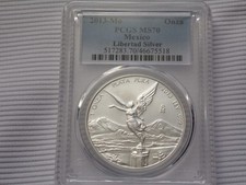 2013 MO PCGS MS70 ONZA MEXICO SILVER LIBERTAD