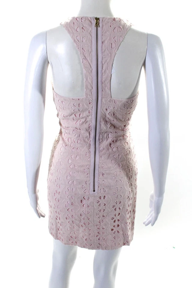 Vestido Ali Ra para mujer de algodón bordado cuello cuadrado sin mangas rosa talla 4 Foto 3 de 4