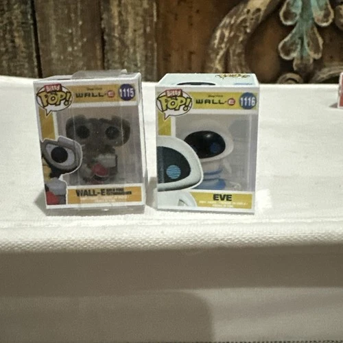 2 BITTY Funko Pops Wall-E w/ Fire Extinguisher & Eve #1115 #1116 Disney Pixar