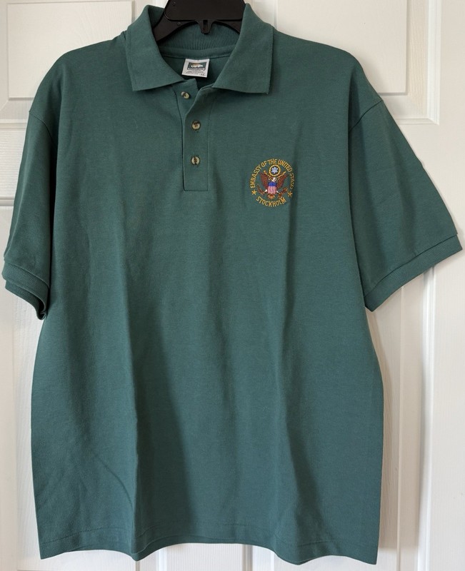 Embassy of the United States Stockholm Polo Shirt, Sage Green, Men’s Medium