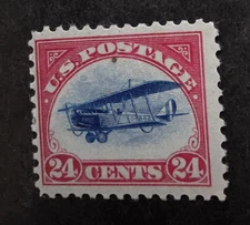US Scott C3 24c Biplane Airmail Jenny Stamp Unused Mint MH OG T17760