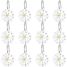 12 PCS Daisy Flower Shower Curtain Hooks Floral Decorative Curtain Hanger Rin...
