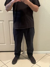 Legend Large Hemmed Sweatpants Heat Seal Front Zipper Pockets Dark Blue Baggy