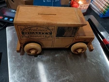 Armour's Quality Products Wooden Truck Coin Bank