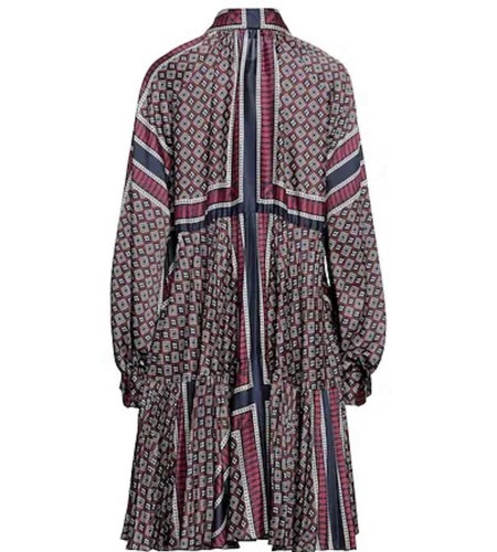 Sandro Shirt Dress Burgundy Print Long Sleeve Size 36 Like New RRP$600 - Picture 2 of 7