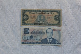 Costa Rica Banknotes 10 Colones from 1963 and 10 Colones from 1981