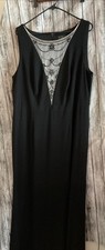 Adrianna Papell Gorgeous Black Formal Peekaboo Dress With Rhinestones Slit 18w
