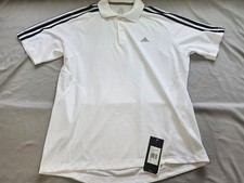 Adidas Climalite Polo Shirt Mens Large White 3 Stripe Golf Essentials Athletic