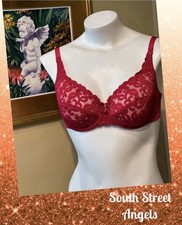 VINTAGE WACOAL 85199  RED ARABESQUE SEMI SHEER FULL FIGURE UNDERWIRE BRA 34C