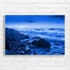 Seascape Inspired Bathroom  With Beach Waves Canvas Print Large Picture Wall Art