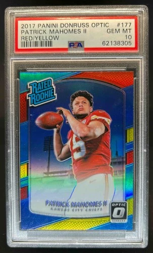 2017 Donruss Optic Patrick Mahomes II Red and Yellow Rated Rookie #177 PSA 10