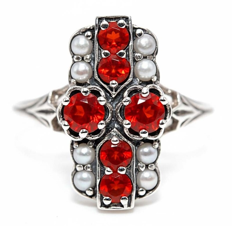 1CT  Fire Garnet 925 Sterling Silver Filigree Ring Sz 6 PC9-1