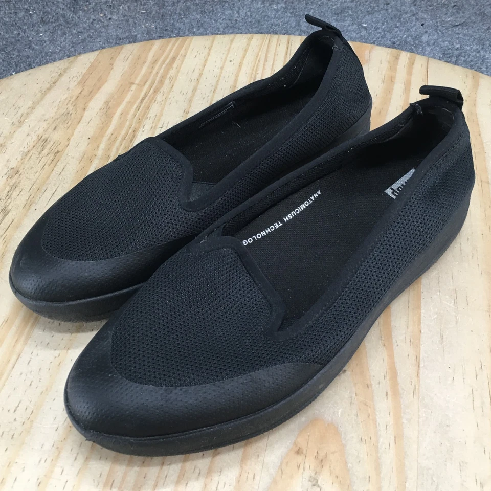 FitFlop Zapatos Mujer 8 Negro Volli Sin Cordones Mocasines Malla Cómodos Informales Parte Superior Baja Foto 4 de 4