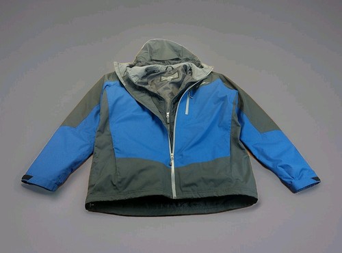 Eddie Bauer 3 In 1 Waterproof Hooded Ski Jacket W/ Down Puffer Coat Taped Seams