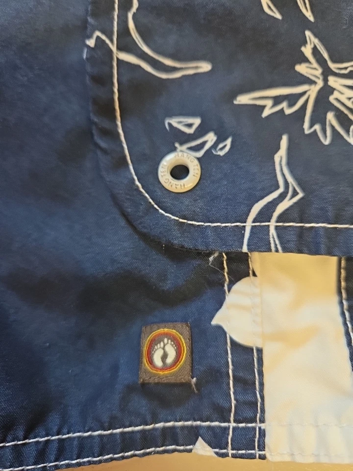 Bañador Hang Ten para hombre grande azul marino blanco floral hibisco board shorts Foto 3 de 4