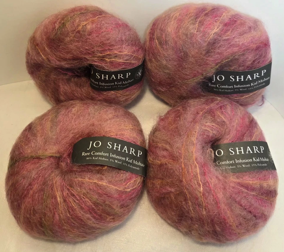 Lote VINTAGE 4x Jo Sharp Raro Conforto Infusão Criança Mohair 617 Rosa Mosqueta Luxo - Imagem 2 de 4